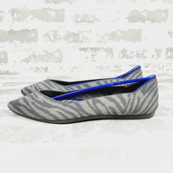NEW Rothy's The Flat Grey Zebra Knit Round Toe Slip On Loafers E346